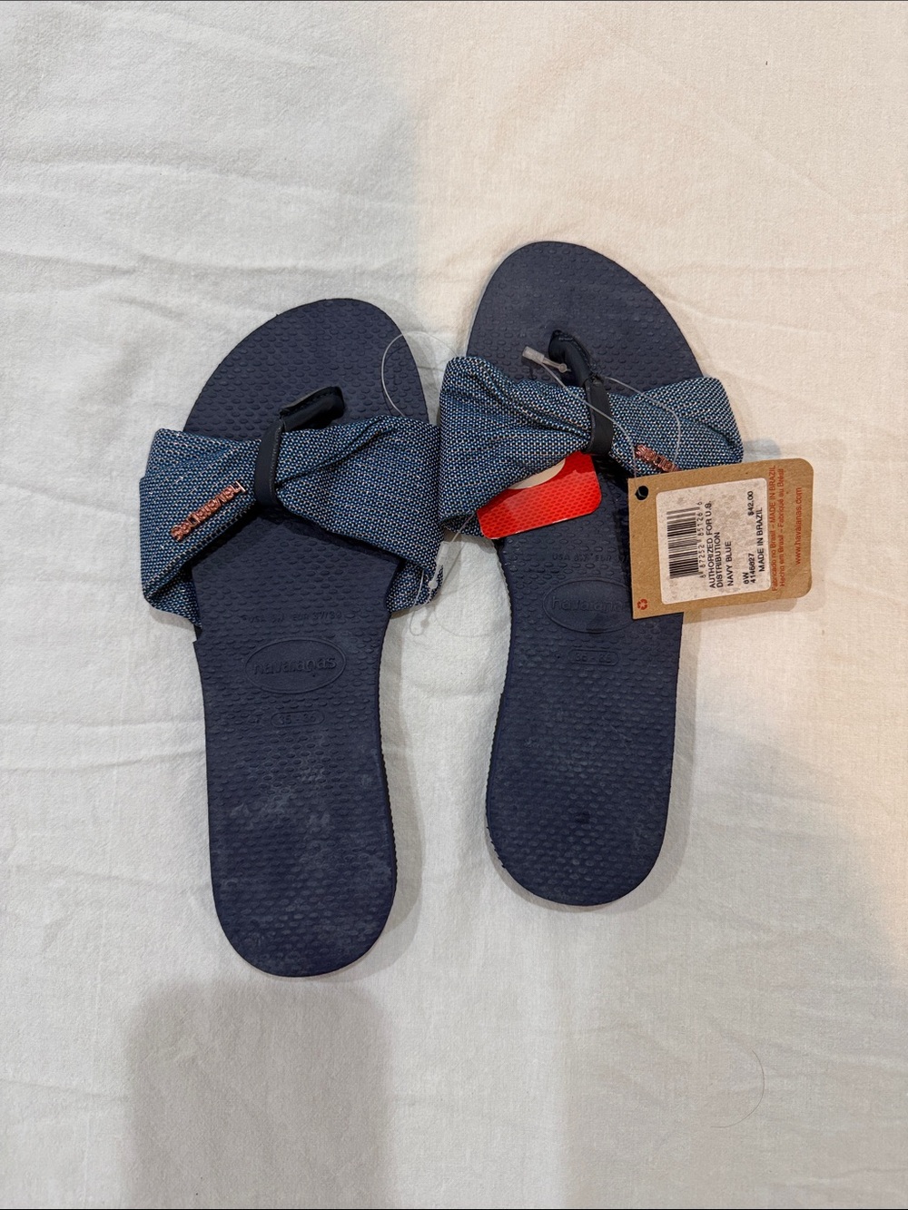 Women's Navy Blue Slip-On Sandals